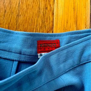 Vintage 90s Kenzo Paris High Waist Stirrup Trouser Pants Powder Blue sz 40